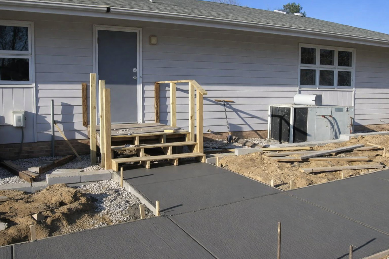 Concrete sidewalk building